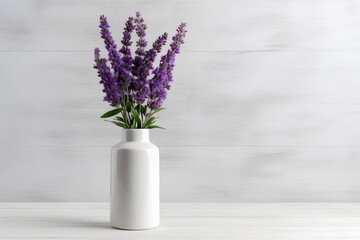 lavender in a vase, lavender vase of flowers on a table 