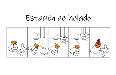 Pasos Instructivo Estación de Helado Vector SVG