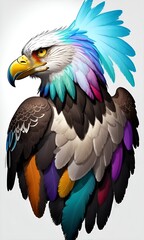 Generative AI, Generative, AI, colorful rainbow realistic Eagle , animal mascot,