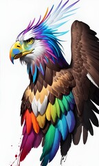 Obraz premium Generative AI, Generative, AI, colorful rainbow realistic Eagle , animal mascot,