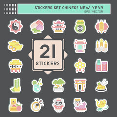 Sticker Set Chinese New Year. related to Education symbol. simple design editable