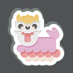 Sticker Chinese Lion. related to Chinese New Year symbol. simple design editable