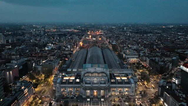 Timelapse(moving), Drone footage of Milan, Italy