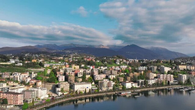 Timelapse (moving), Drone footage of Lugano, Switzerland