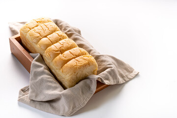 Fresh Baked brioche soft and fluffy bun white Bread or milk bread. isolated white background