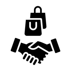 Affiliate glyph icon for marketing, partnership, commerce and shopping, handshake logo