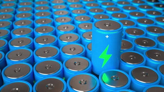 Electric Vehicle Battery Manufacturing: Cg Render of modern EV Battery Pack manufacturing, Lithium-Ion Supply, Clean Energy Storage, Solid State battery, 4680,
4K Animation