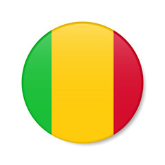 Fototapeta premium Mali circle button icon. Malian round badge flag. 3D realistic isolated vector illustration