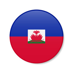 Fototapeta premium Haiti circle button icon. Haitian round badge flag. 3D realistic isolated vector illustration