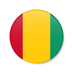 Guinea circle button icon. Republic of Guinea round badge flag. 3D realistic isolated vector illustration