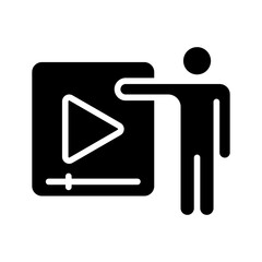 Play Video glyph icon for influencer, music and multimedia, tutorial logo
