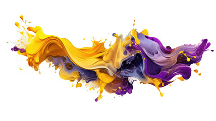 galaxy cluster in purple and yellow abstract colorful shape, 3d render style, isolated on a transparent background