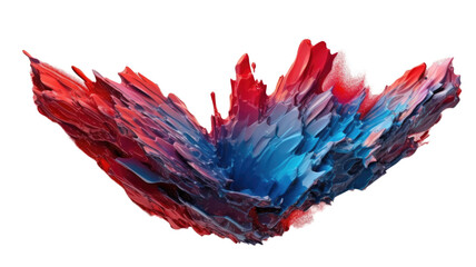 interstellar dust in blue and red abstract colorful shape, 3d render style, isolated on a transparent background