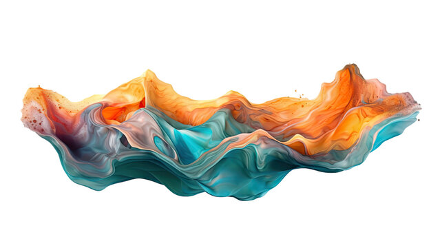 glowing nebula in teal and orange abstract colorful shape, 3d render style, isolated on a transparent background