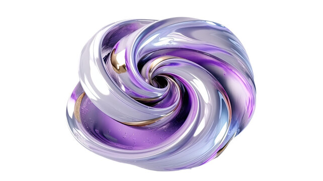 milky way spiral in silver and purple abstract colorful shape, 3d render style, isolated on a transparent background