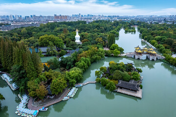 Fototapeta na wymiar Aerial photograph of Chinese garden landscape in Yangzhou
