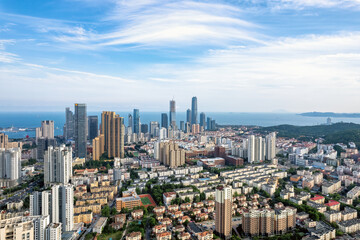 Fototapeta na wymiar Aerial photo of urban landscape in Qingdao coastal bay area
