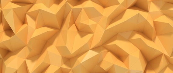 3D Rendering of abstract polygonal uneven shape orange yellow surface. For technology or business background