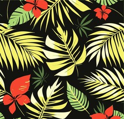 Tropical Leaves Pattern Background Vector