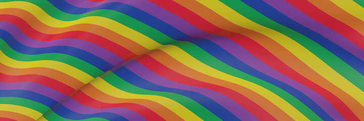 3D  Wavy rainbow flag. LGBTQ color.