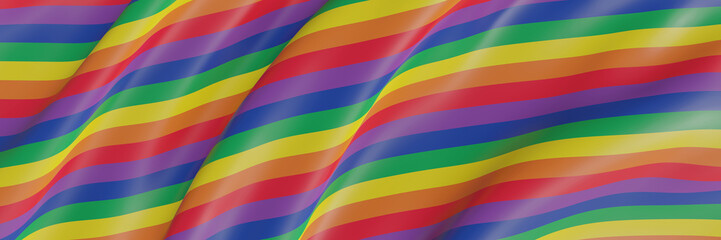 3D  Wavy rainbow flag. LGBTQ color.