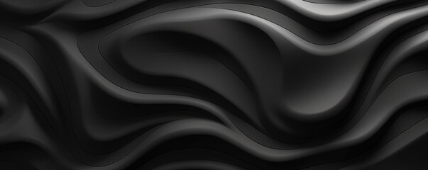 Obraz premium Black Soothing Silk Wave: Abstract Background , AI Generative 