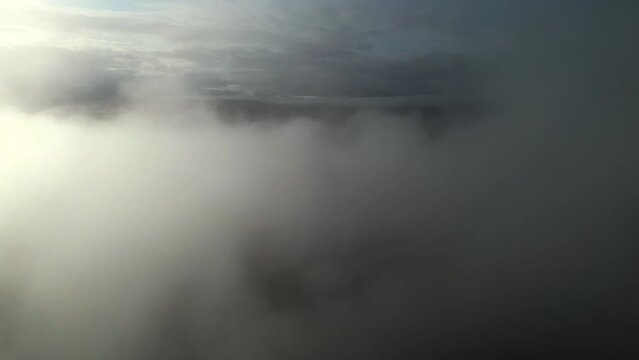 Morning fog in the mountains sped up tp 4 times to show motion