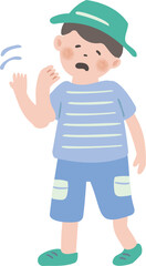 暑い・手であおぐ子供