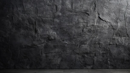 Dark black grunge textured concrete stone wall. Blank for design, copy space, generative ai - obrazy, fototapety, plakaty