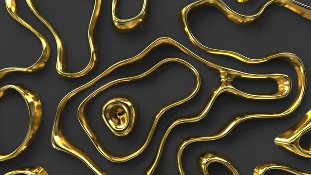 Golden abstract pattern on a dark background. Golden waves design template. Seamless loop animation