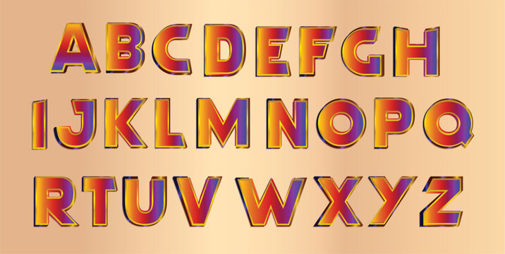 Elegant gradient font, alphabet letters font