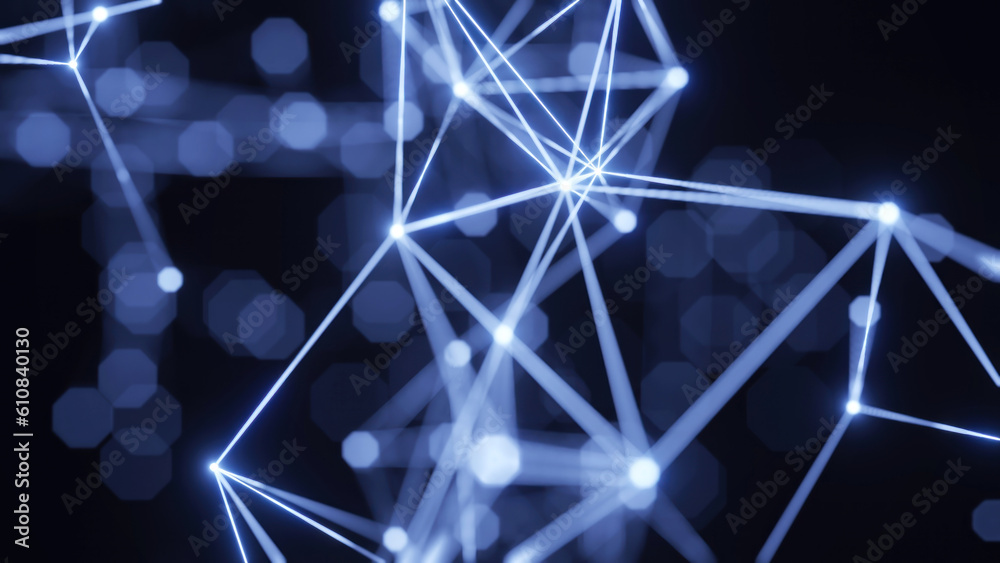 Poster abstract of blue geometry plexus background.