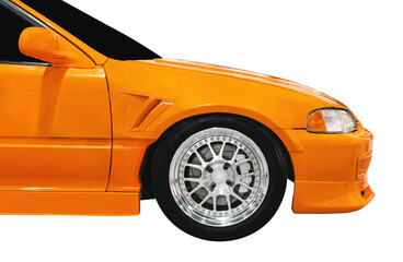 Side view sport orange car