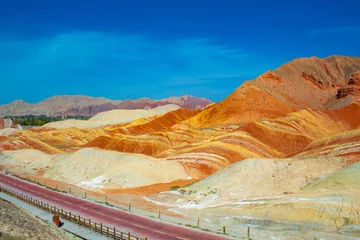 Papier Peint photo autocollant Zhangye Danxia Rainbow mountains, Zhangye Danxia geopark, China