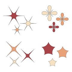 Retro shiny stars set. Star illustration on white background for design and decoration ,Vector illustration design.
