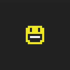 Fototapeta premium this is Emoticon in pixel art with black background and little color,this item good for presentations,stickers, icons, t shirt design,game asset,logo and your project.