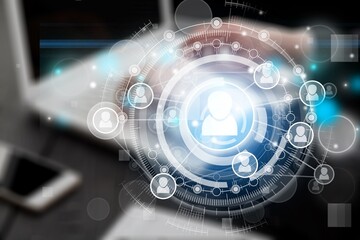 Business person use computer, and headhunting concept.