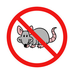 No Rat Sign on White Background