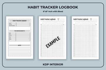 Fototapeta na wymiar Habit Tracker Log book Template