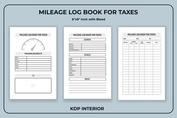 Fototapeta na wymiar Mileage Log book for Taxes Template