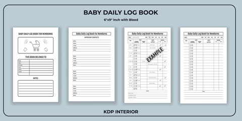 Baby Daily Log Book For Newborns KDP Interior