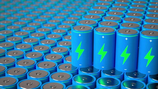 Electric Vehicle Battery Manufacturing: Cg Render of modern EV Battery Pack manufacturing, Lithium-Ion Supply, Clean Energy Storage, Solid State battery, 4680,
4K Animation