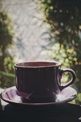 A cup of coffee to start the day with the warm rays of the morning sun, brewed using the Indonesian brewing method 