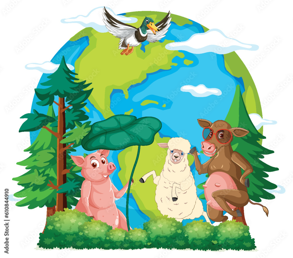 Wall mural Animals on the planet earth