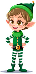 Adorable Christmas Elf Cartoon Character