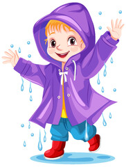 Happy boy wearing raincoat