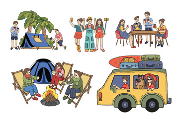 Hand Drawn outdoor traveler collection in flat style illustration for business ideas