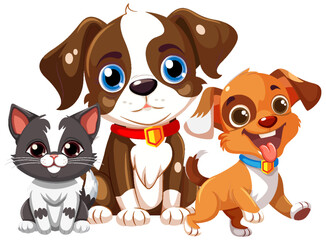 Fototapeta premium Dog and cat friend cartoon