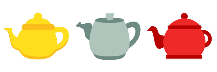Teapot vector illustration. Teapot icon set. Stock vector.