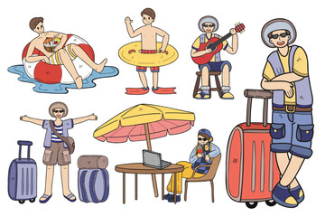 Hand Drawn outdoor traveler collection in flat style illustration for business ideas